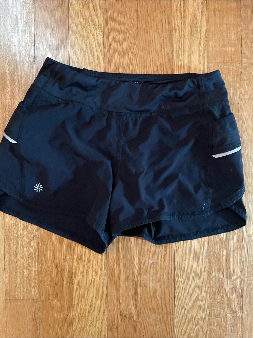 Athleta girls Black Athletic Running Shorts with Reflective Trim
